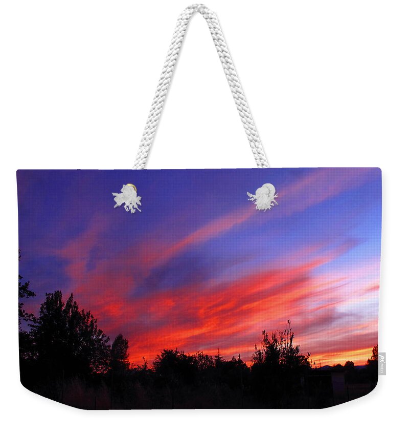 Sunset Weekender Tote Bag featuring the photograph Spreading The Joy by Joyce Dickens