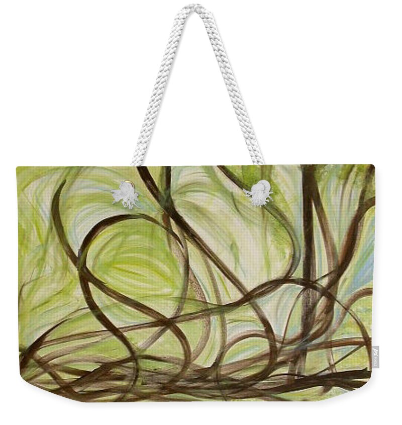 Original Art Weekender Tote Bag featuring the painting Spring - Sprouting by Rae Chichilnitsky