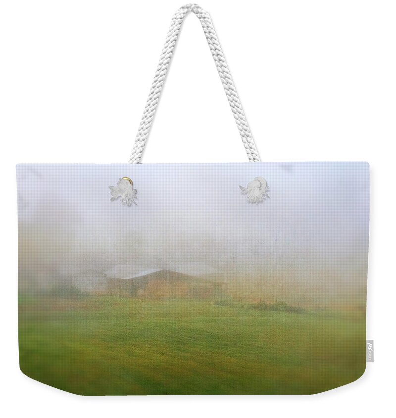 Photography Weekender Tote Bag featuring the photograph Spring Barn in Fog by Melissa D Johnston