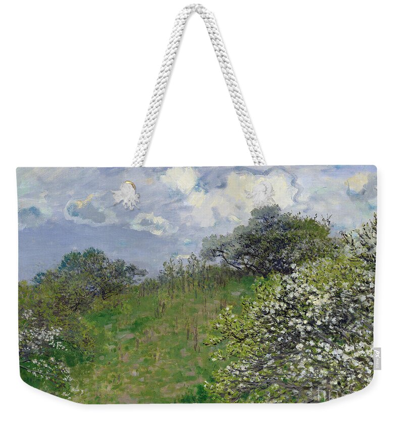 Spring Weekender Tote Bag featuring the painting Spring by Claude Monet