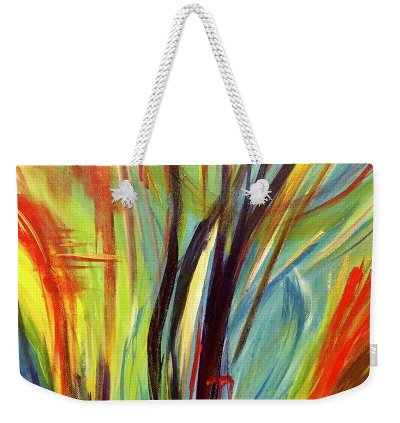 Painting Weekender Tote Bag featuring the painting Spring Delight by Laura Jaffe