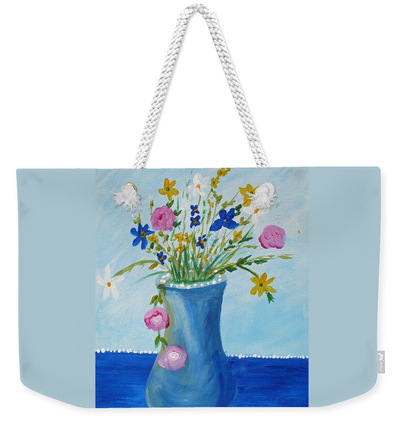 Bouquet Weekender Tote Bag featuring the painting Spring Fantasy One by Barbara McDevitt