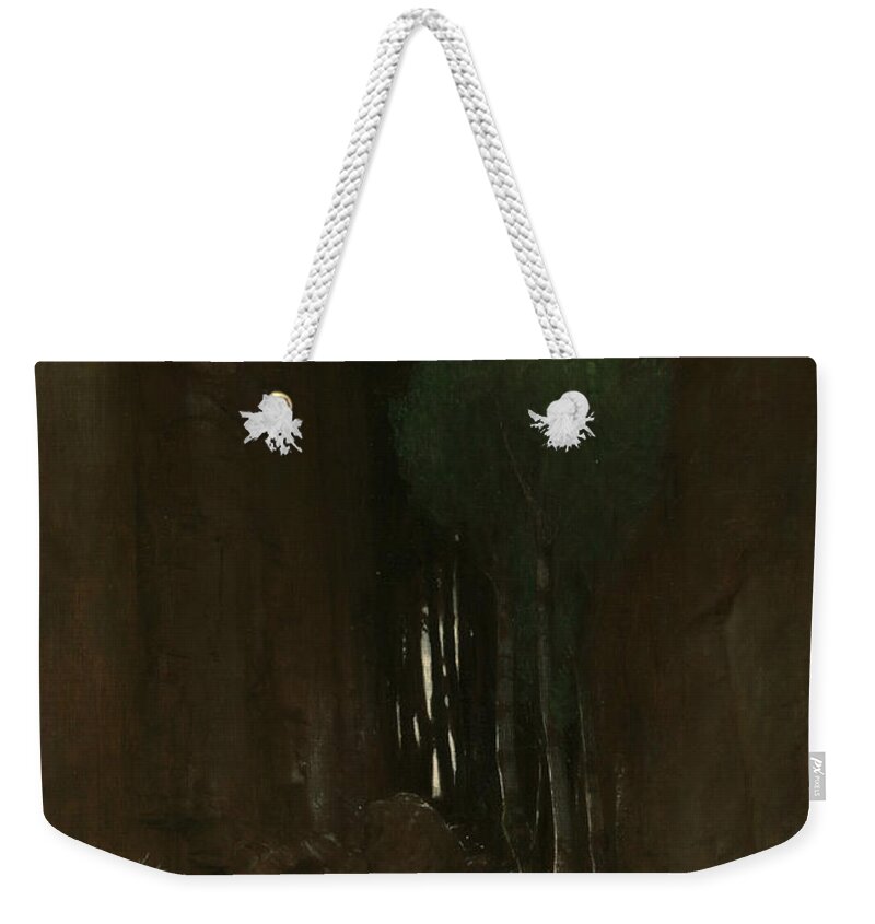 19th Century Swiss Painters Weekender Tote Bag featuring the painting Spring in a Narrow Gorge by Arnold Bocklin