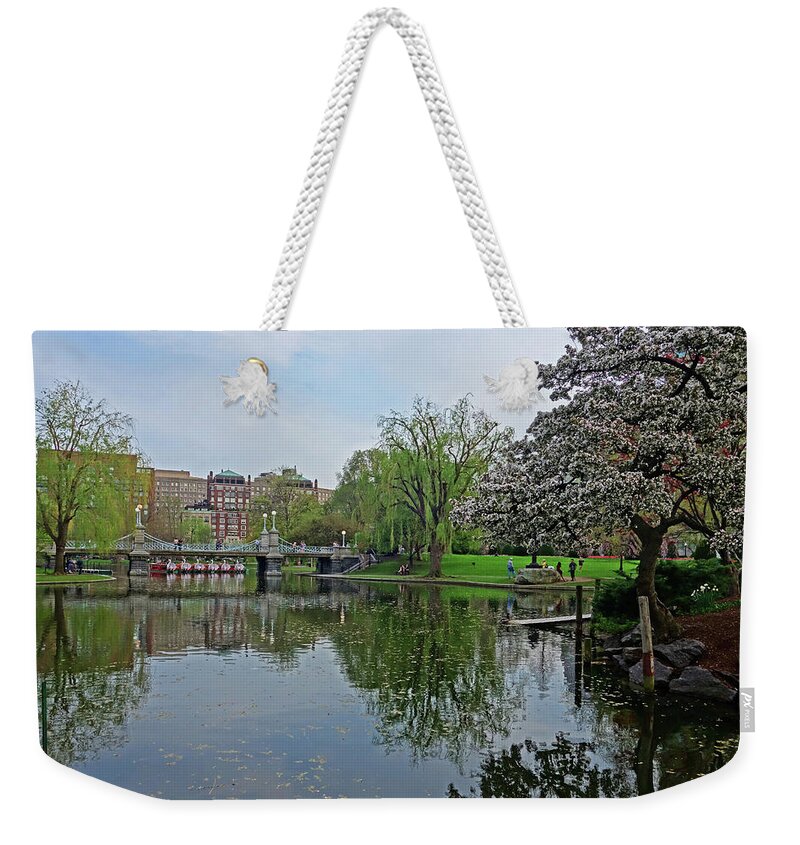 Boston Weekender Tote Bag featuring the photograph Spring in the Boston Public Garden Boston MA by Toby McGuire