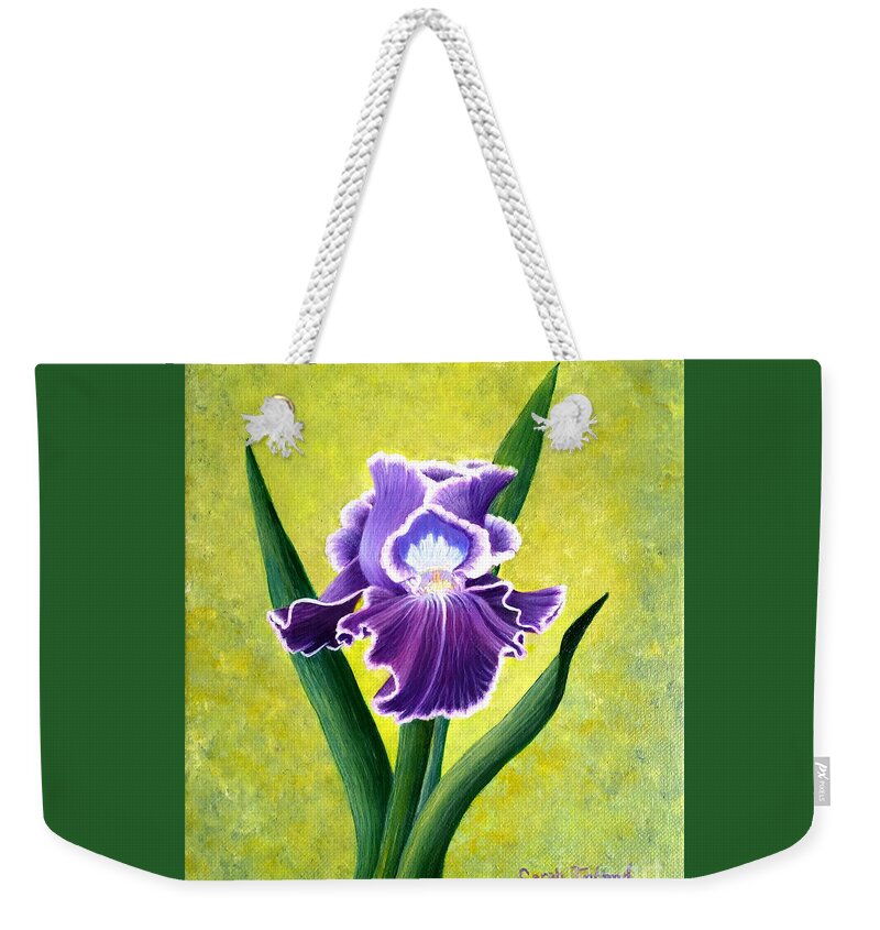 Portrait Weekender Tote Bag featuring the painting Spring Iris by Sarah Irland
