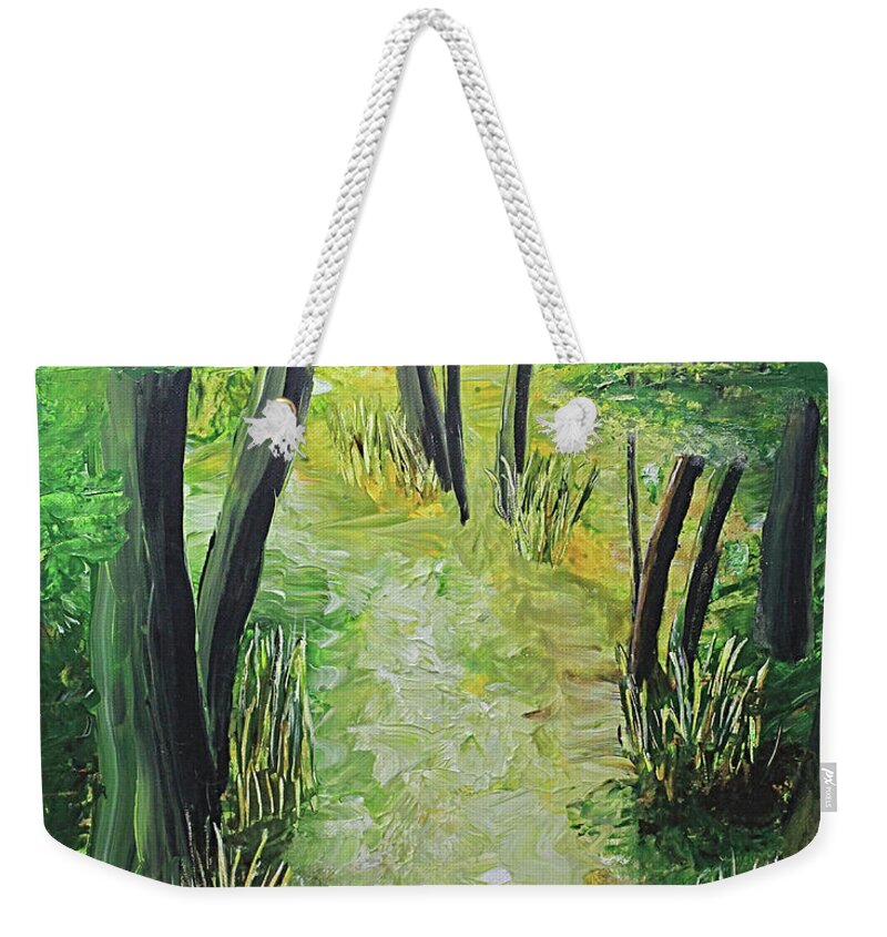 Earth Day Weekender Tote Bag featuring the painting Spring Path by April Burton
