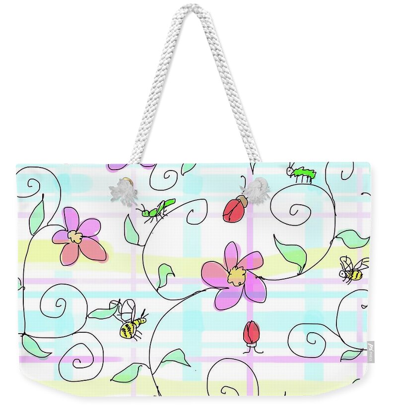 Spring Weekender Tote Bag featuring the digital art Spring plaid by Debra Baldwin