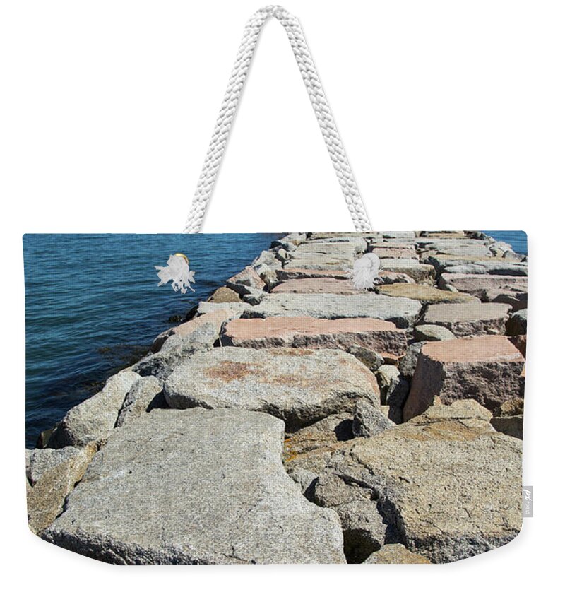 Lighthouse Weekender Tote Bag featuring the photograph Spring Point Ledge by Karol Livote