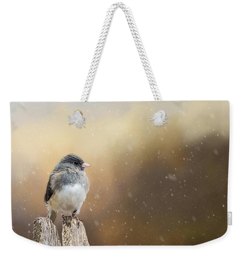 Snow Weekender Tote Bag featuring the photograph Spring Snow by Cathy Kovarik