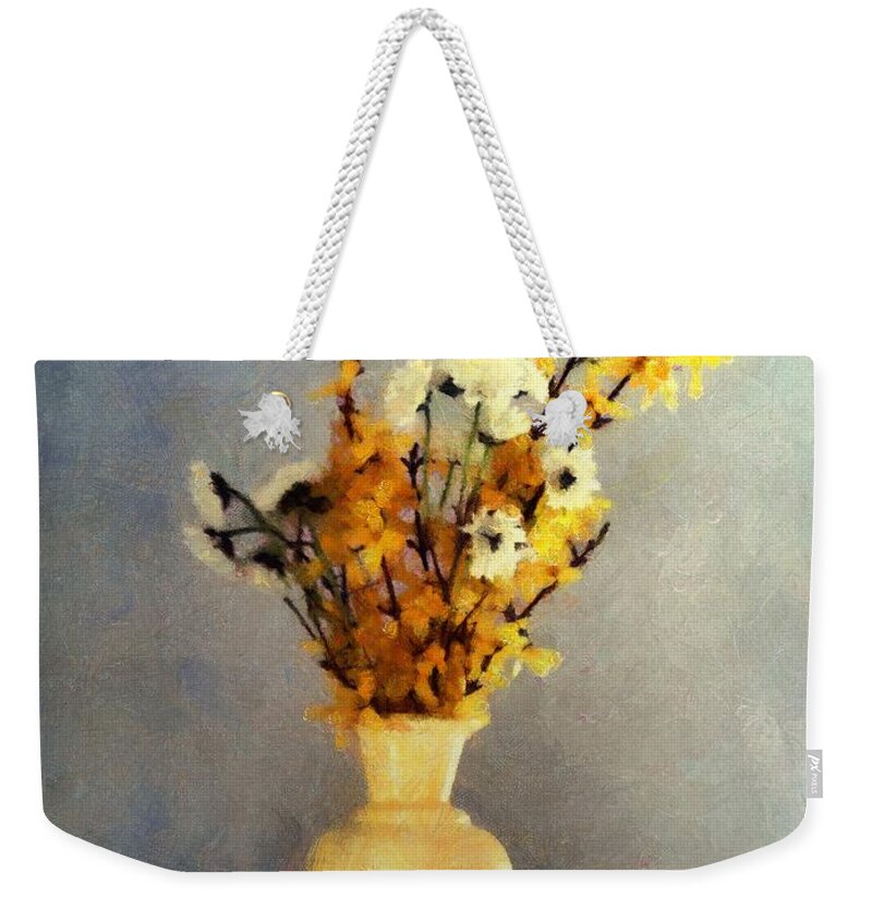 Flowers Weekender Tote Bag featuring the painting Spring Spice by RC DeWinter