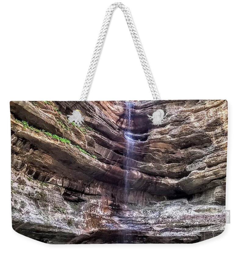 Waterfall Weekender Tote Bag featuring the painting Spring Trickling In by Darren Robinson