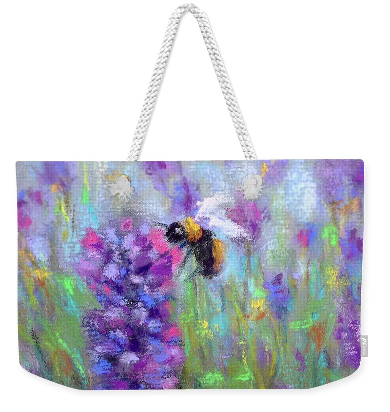 Bee Weekender Tote Bag featuring the painting Spring's Treat by Susan Jenkins