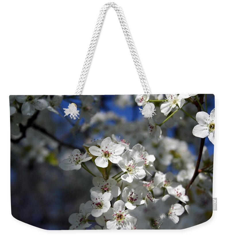 Horizontal Photo Weekender Tote Bag featuring the photograph Springtime Cherry Blossoms by Valerie Collins