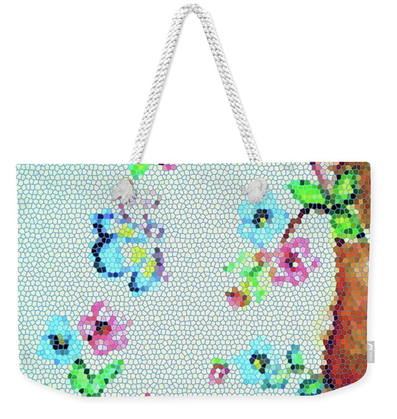 Two Red Birds Weekender Tote Bag featuring the painting Springtime Mosaic by Hazel Holland