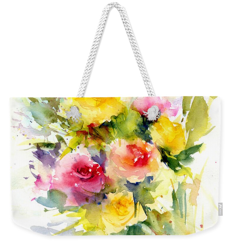 Flowers Weekender Tote Bag featuring the painting Springy Roses by Christy Lemp