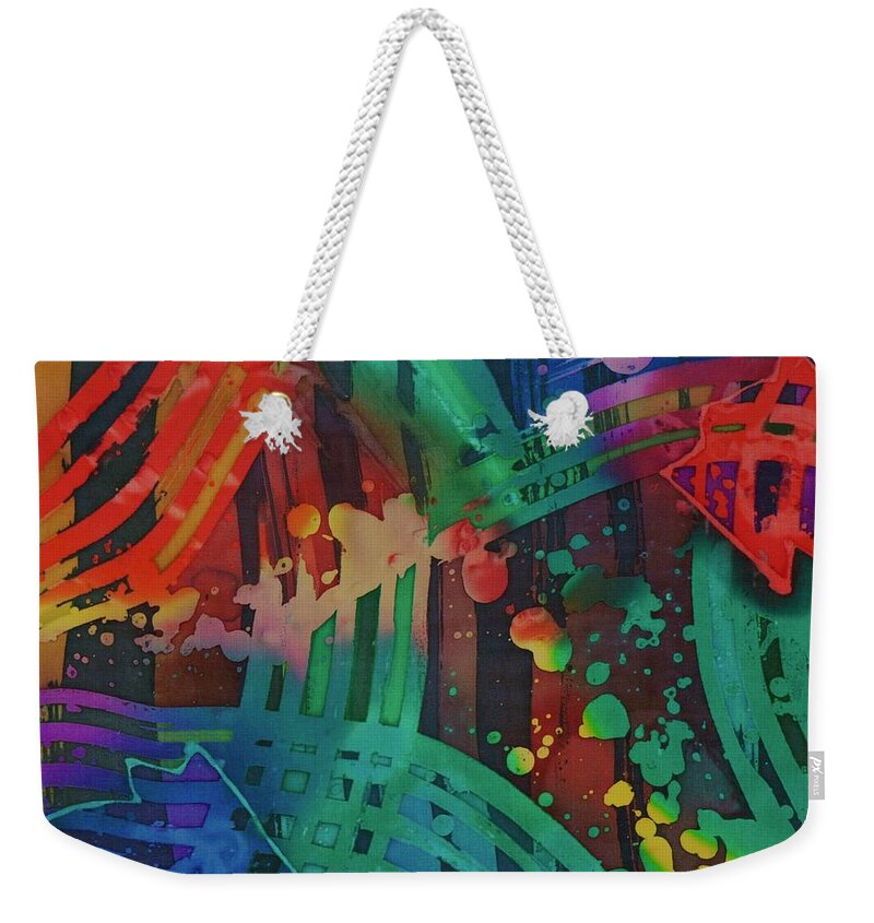 Abstract Weekender Tote Bag featuring the painting Squares And Other Shapes 2 by Barbara Pease