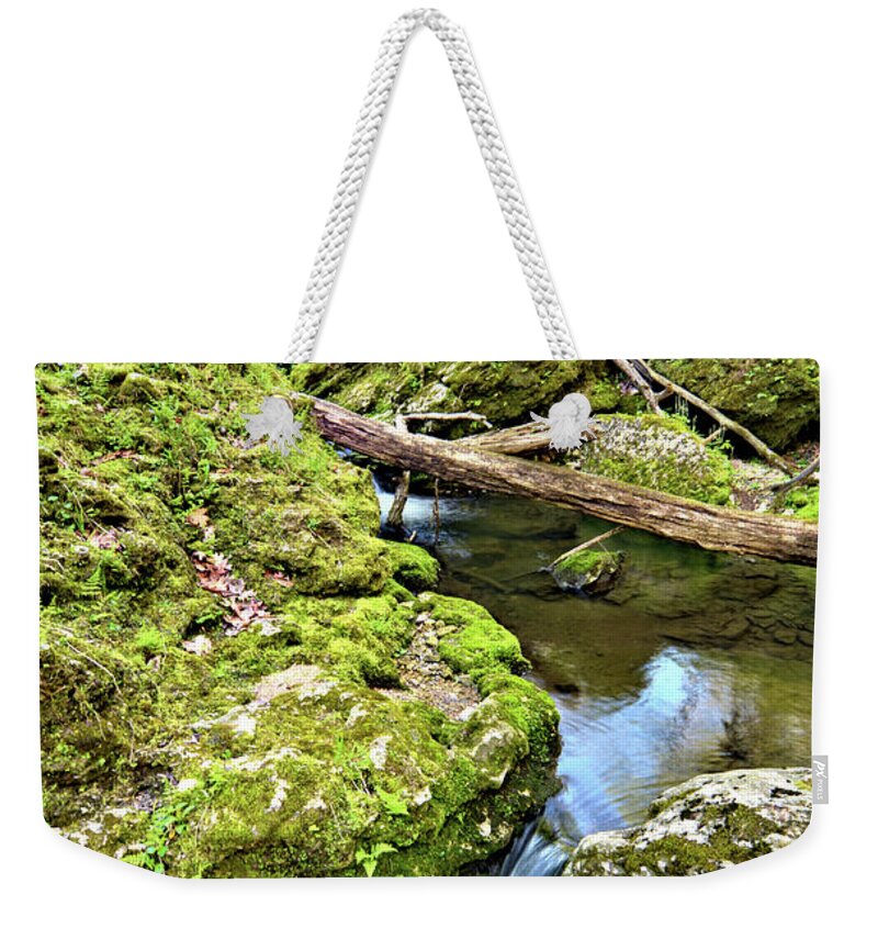 Mossy Weekender Tote Bag featuring the photograph Squeezed by Bonfire Photography