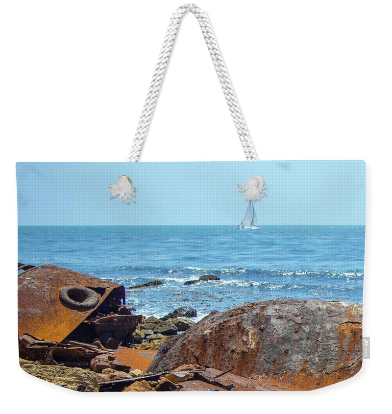 Beach Weekender Tote Bag featuring the photograph SS Dominator Wreckage by Ed Clark