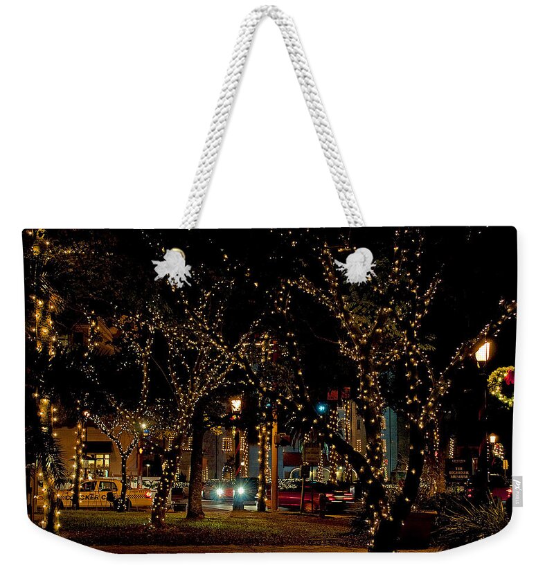 St. Augustine Weekender Tote Bag featuring the photograph St. AugustineLights3 by Kenneth Albin