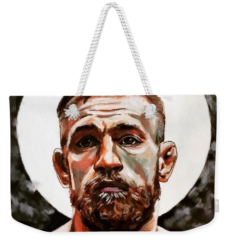 Conor Mcgregor Weekender Tote Bag featuring the painting Saint Conor by Joel Tesch