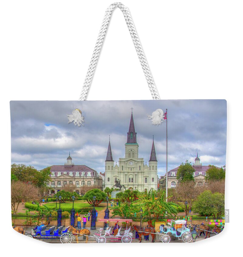 Church Weekender Tote Bag featuring the digital art St. Louis Cathedral by Don Schiffner