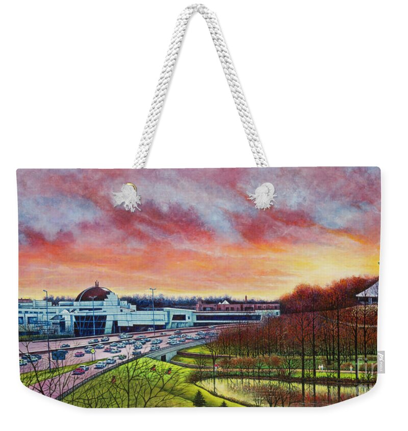 St. Louis Weekender Tote Bag featuring the painting St. Louis Science Center and the Planetarium by Michael Frank