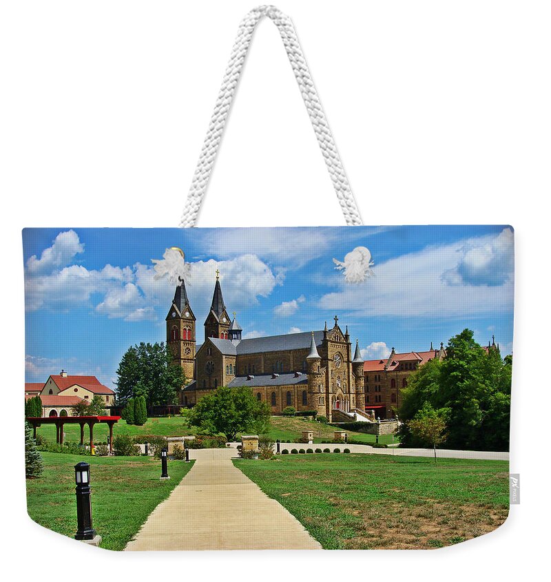 St.meinred Weekender Tote Bag featuring the photograph St Meinred Retreat in Indiana by Stacie Siemsen