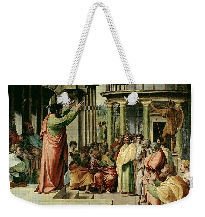 Paul Weekender Tote Bag featuring the painting St Paul Preaching at Athens by Raphael