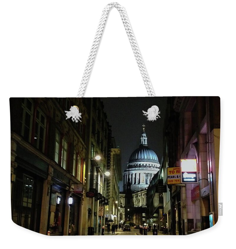 Cathedral Weekender Tote Bag featuring the photograph St. Pauls by Night by Geoff Smith