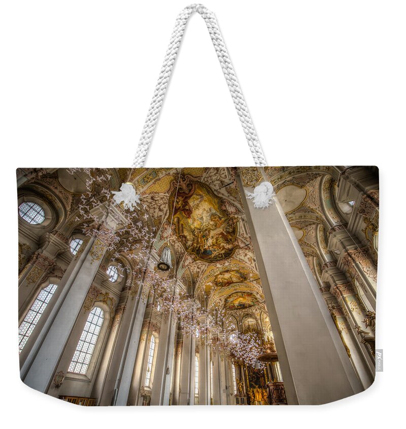 Hdr Weekender Tote Bag featuring the photograph St. Peters Cranes by Ross Henton