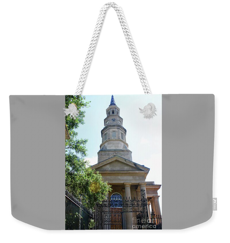 Architecture Weekender Tote Bag featuring the photograph St. Phillips Episcopal Church, Charleston, South Carolina by Sharon McConnell