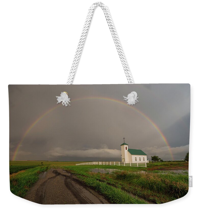 Rainbow Weekender Tote Bag featuring the photograph St Procopius Rainbow by Aaron J Groen