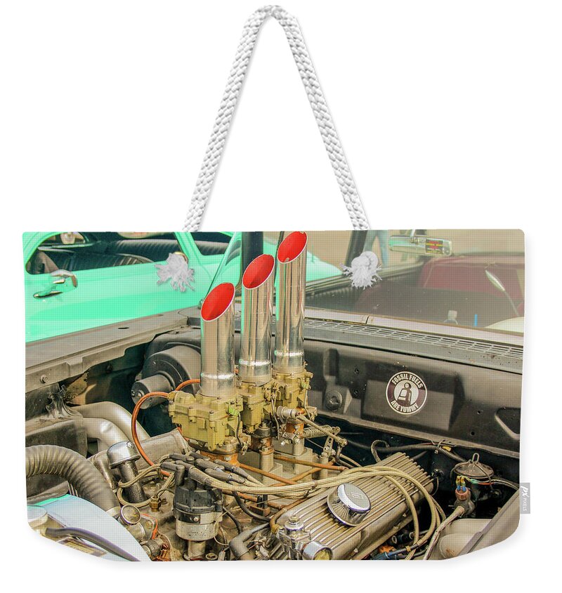 Ratrod Weekender Tote Bag featuring the photograph Stacks by Darrell Foster