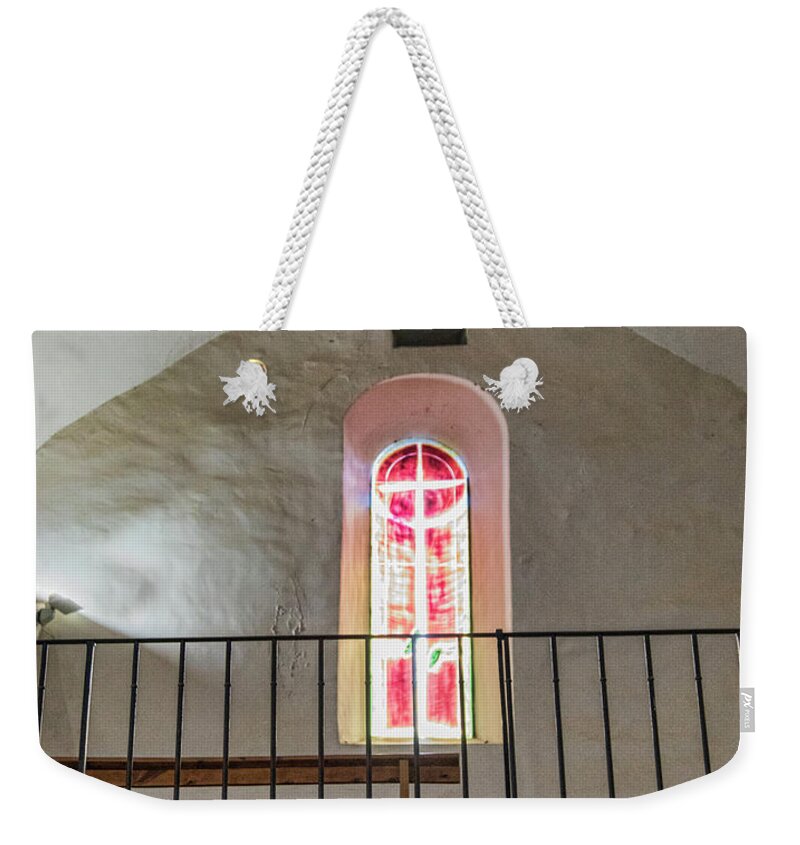 France Weekender Tote Bag featuring the photograph Stain Glass Window Church Castelnou by Chuck Kuhn