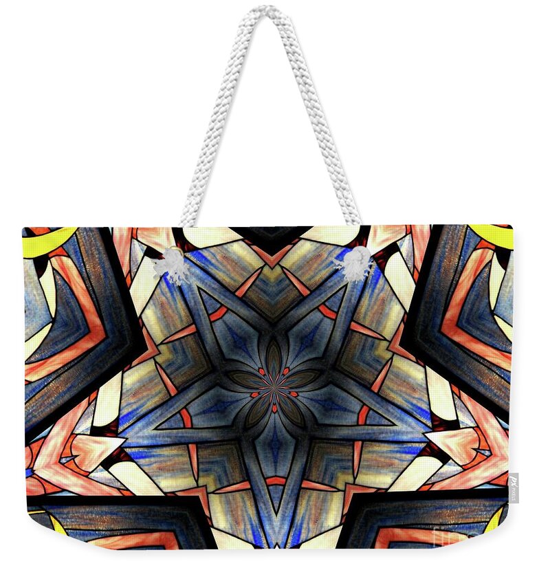 Stained Glass Window Weekender Tote Bag featuring the photograph Stained Glass Kaleidoscope 36 by Rose Santuci-Sofranko