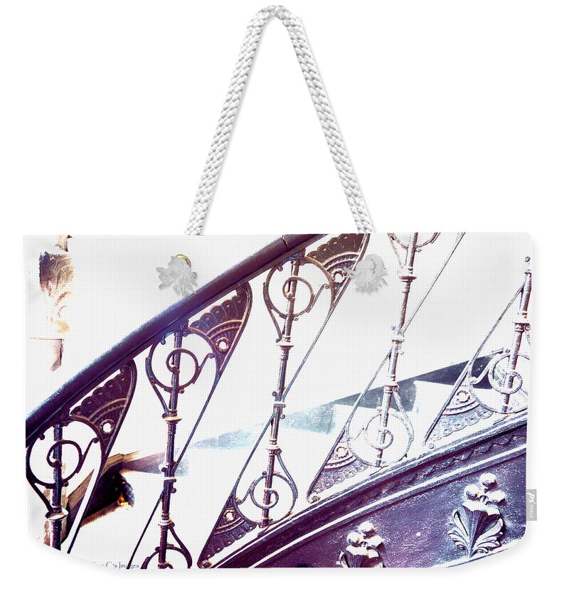 Iron Work Weekender Tote Bag featuring the photograph Stair Railing Abstract by Kae Cheatham