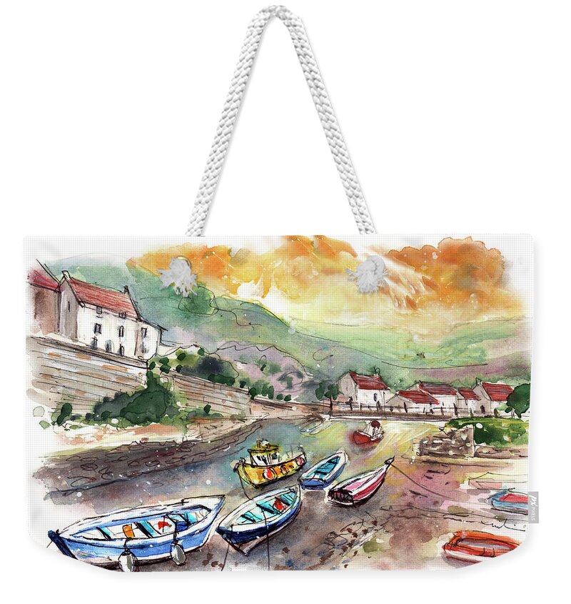 Travel Weekender Tote Bag featuring the painting Staithes 04 by Miki De Goodaboom