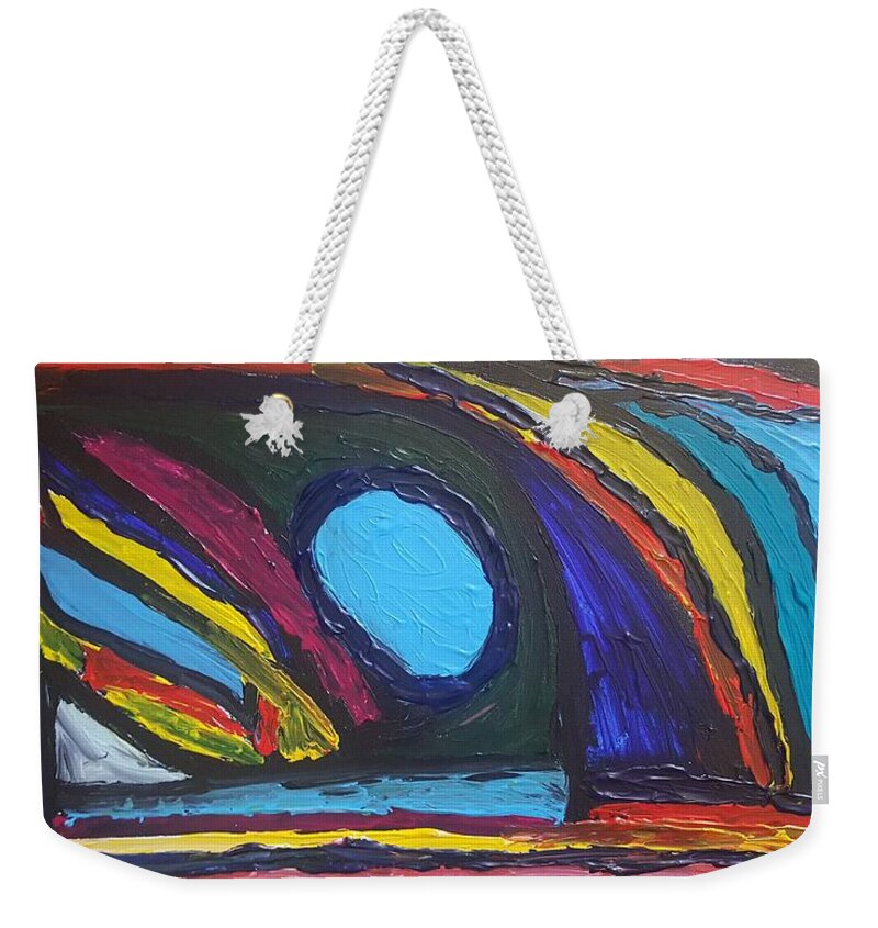 Multicultural Nfprsa Product Review Reviews Marco Social Media Technology Websites \\\\in-d�lj\\\\ Darrell Black Definism Artwork Weekender Tote Bag featuring the painting Standing before the Cavern of Wisdom, Knowledge and Understanding by Darrell Black