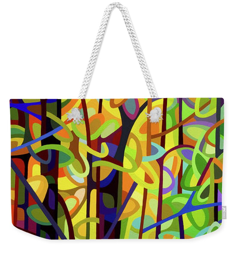  Weekender Tote Bag featuring the painting Standing Room Only - crop by Mandy Budan