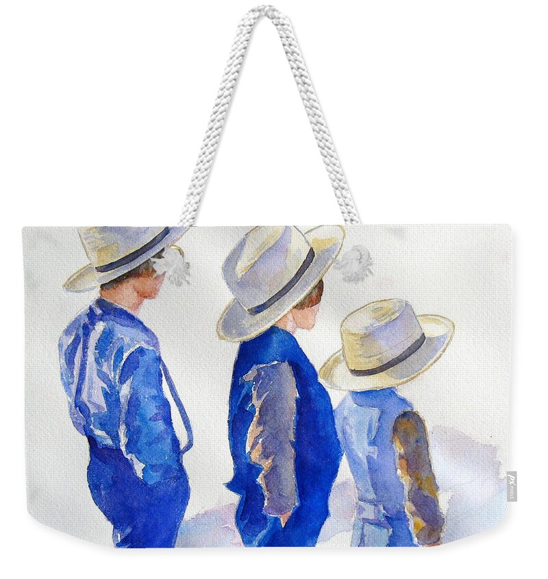 Boys Weekender Tote Bag featuring the painting Standing Watch by Marsha Elliott