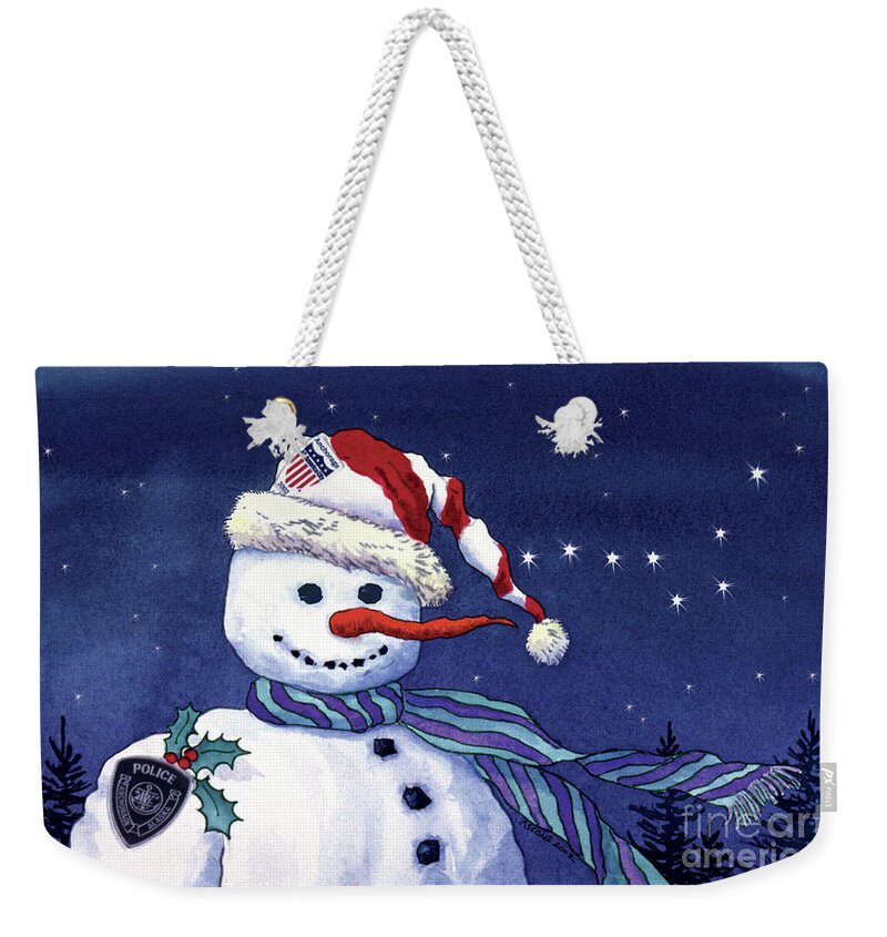 Standing Watch This Holiday Season Weekender Tote Bag featuring the painting Standing Watch This Holiday Season by Teresa Ascone