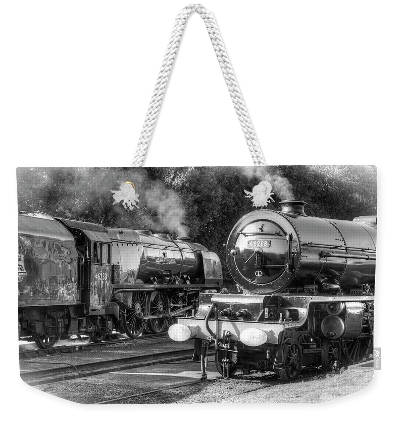 Steam Weekender Tote Bag featuring the photograph Stanier Pacifics at Swanwick by David Birchall