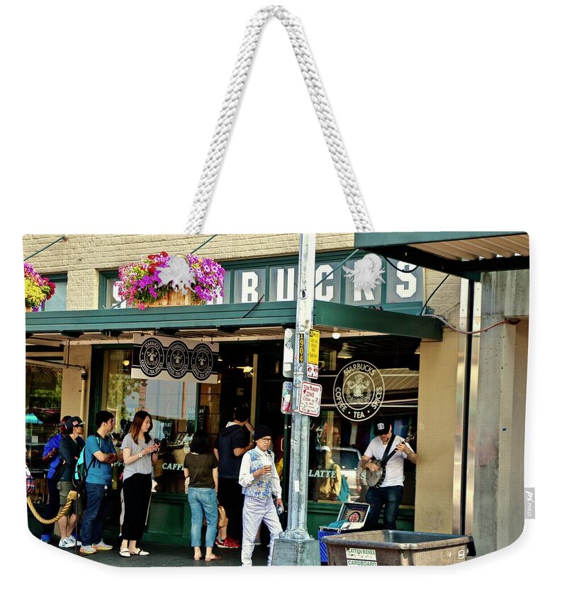  Weekender Tote Bag featuring the photograph Starbucks Number One by Brian Sereda
