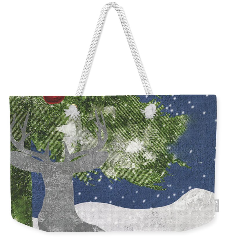 Silver Deer Weekender Tote Bag featuring the painting Starlight Christmas X by Mindy Sommers