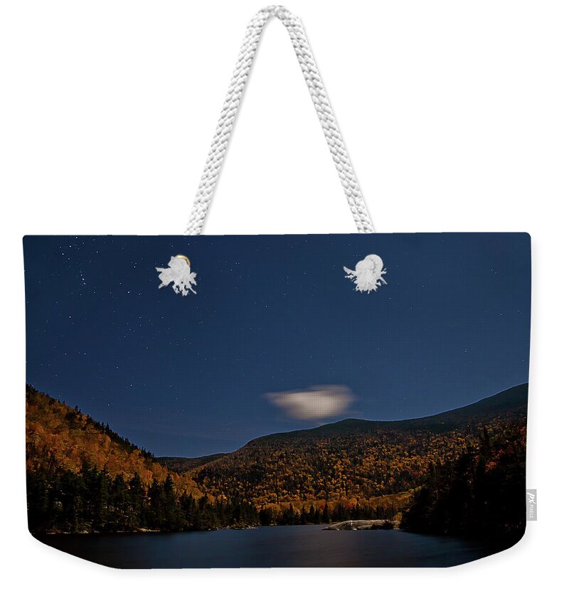 Fall Foliage Weekender Tote Bag featuring the photograph Stars over Kinsman Notch by Benjamin Dahl