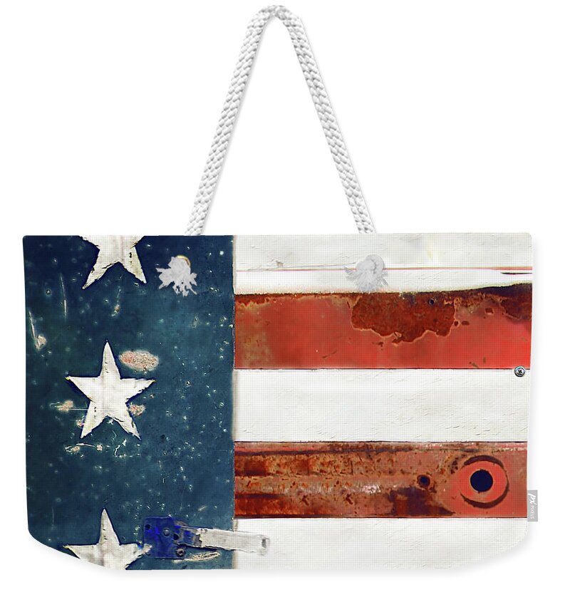 Flag Weekender Tote Bag featuring the digital art Stars'n'Stripes by Micah Offman