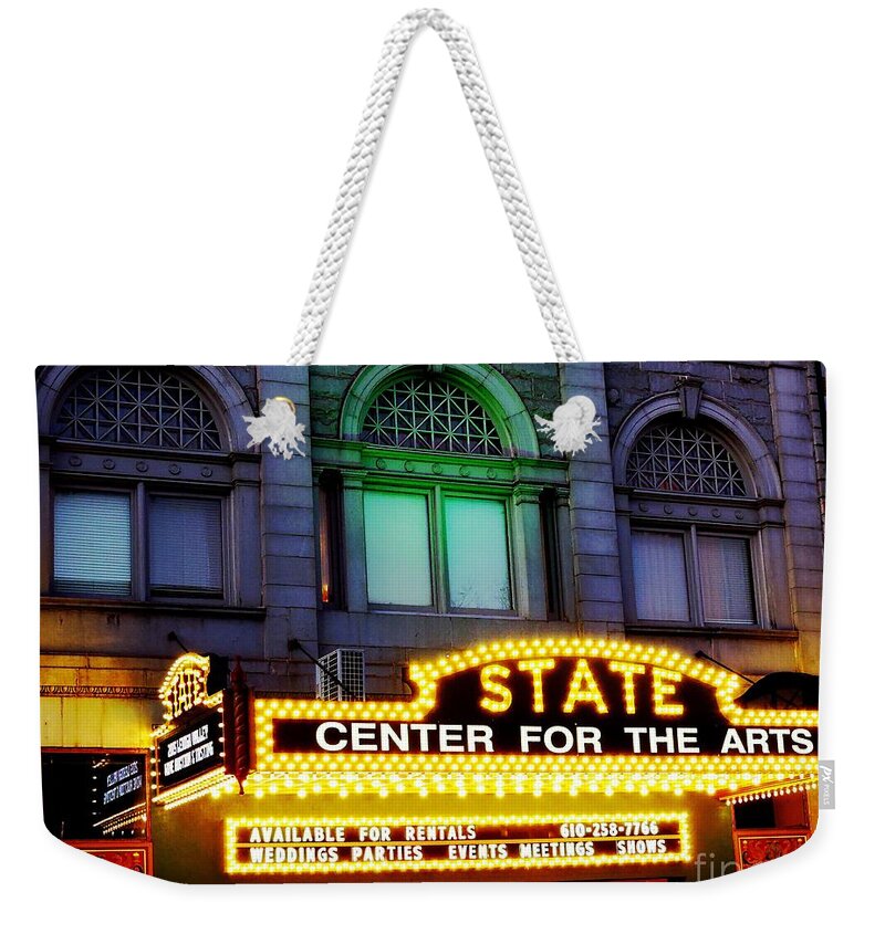 State Theatre Weekender Tote Bag featuring the photograph State Of The Evening by Tami Quigley