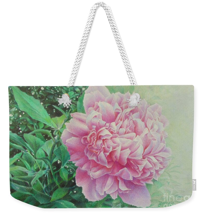 Flowers Weekender Tote Bag featuring the painting State Treasure by Pamela Clements