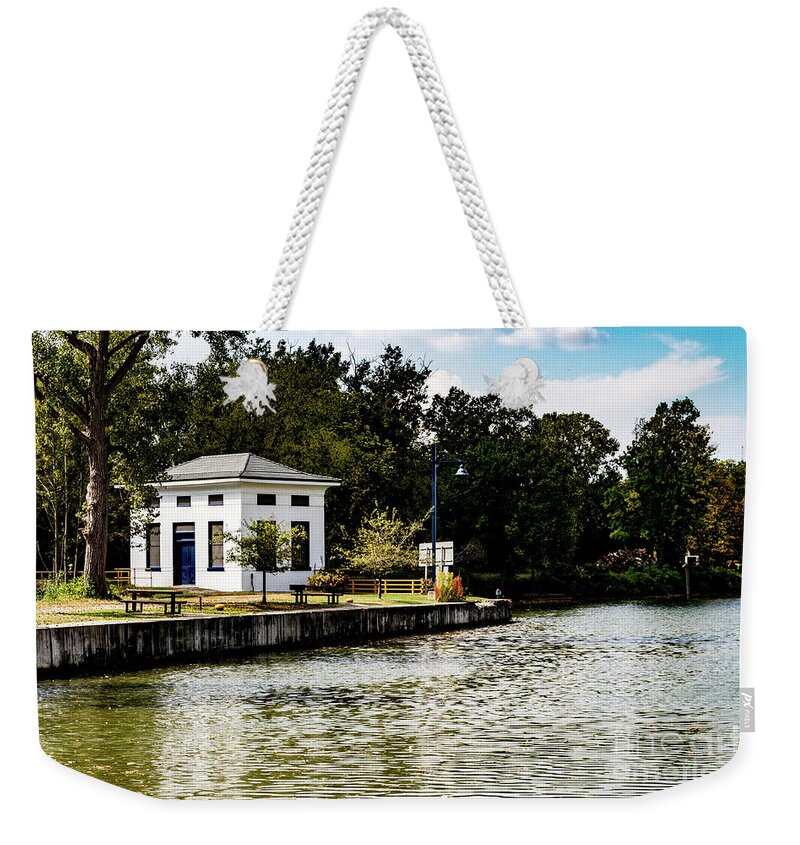 Erie Canal Weekender Tote Bag featuring the photograph Station House Lock 33 by William Norton