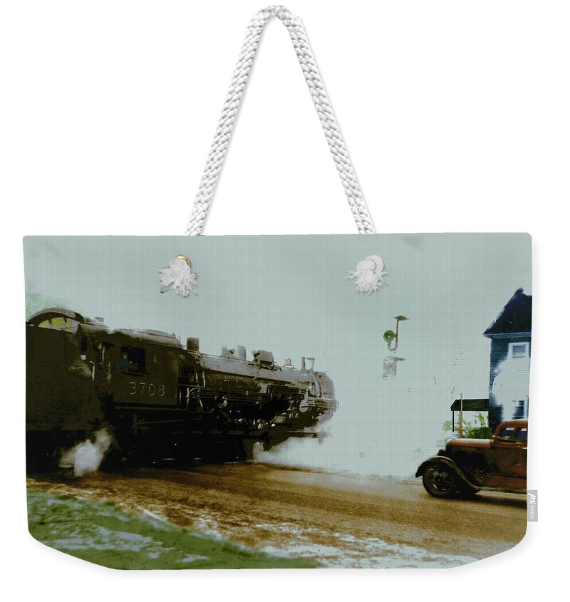 Railroad Weekender Tote Bag featuring the digital art Steam by Cliff Wilson